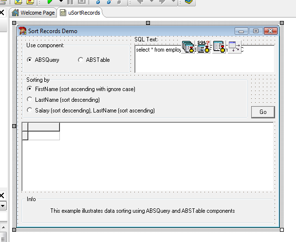 Sort Records Delphi Example